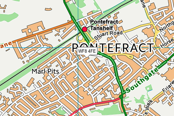 WF8 4FE map - OS VectorMap District (Ordnance Survey)