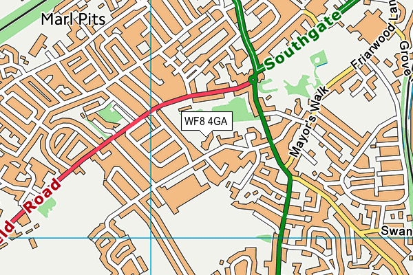 WF8 4GA map - OS VectorMap District (Ordnance Survey)