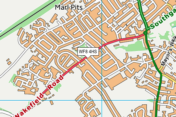 WF8 4HS map - OS VectorMap District (Ordnance Survey)