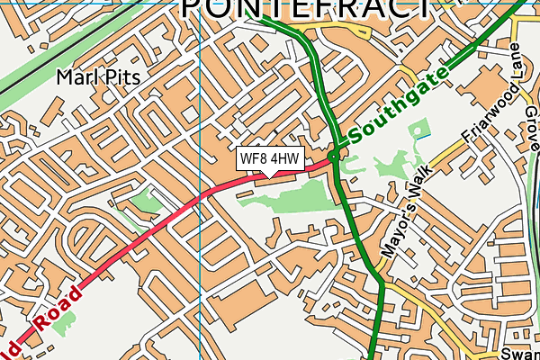 WF8 4HW map - OS VectorMap District (Ordnance Survey)