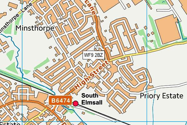 WF9 2BZ map - OS VectorMap District (Ordnance Survey)