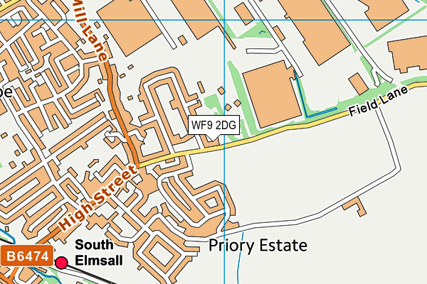 WF9 2DG map - OS VectorMap District (Ordnance Survey)