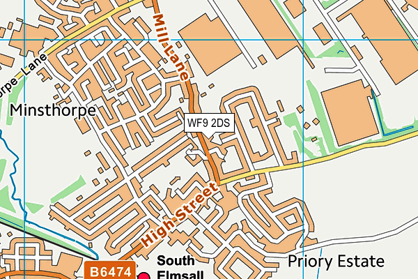 WF9 2DS map - OS VectorMap District (Ordnance Survey)