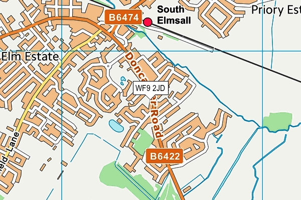 WF9 2JD map - OS VectorMap District (Ordnance Survey)