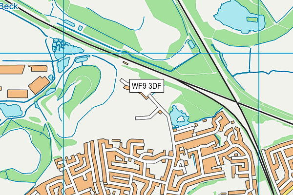 WF9 3DF map - OS VectorMap District (Ordnance Survey)