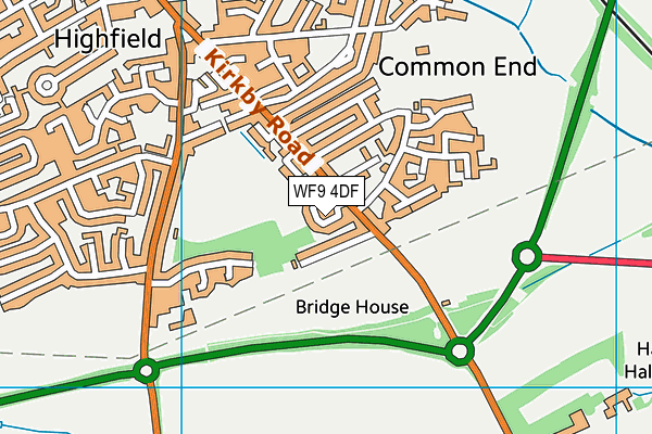 WF9 4DF map - OS VectorMap District (Ordnance Survey)