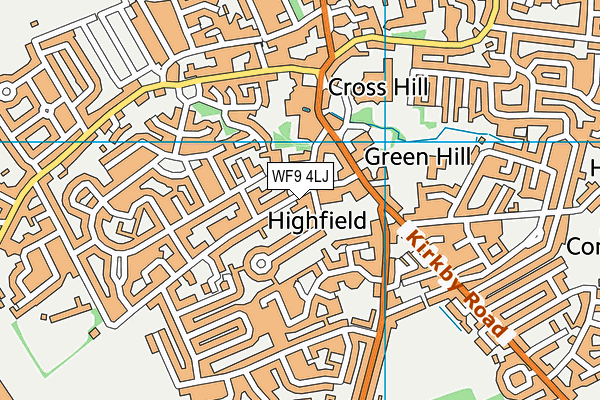 Highfield Road Playing Fields (Closed) map (WF9 4LJ) - OS VectorMap District (Ordnance Survey)