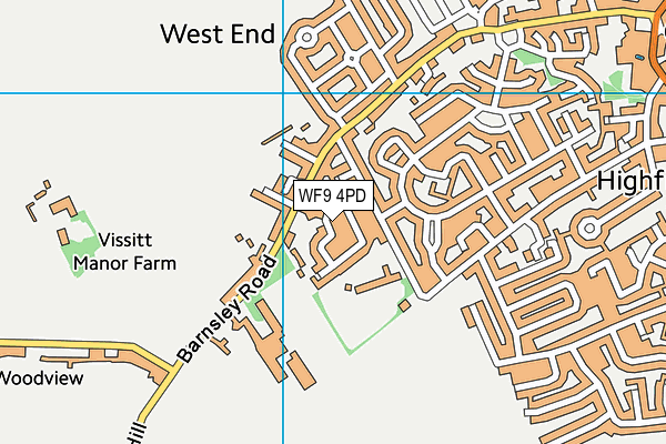 WF9 4PD map - OS VectorMap District (Ordnance Survey)