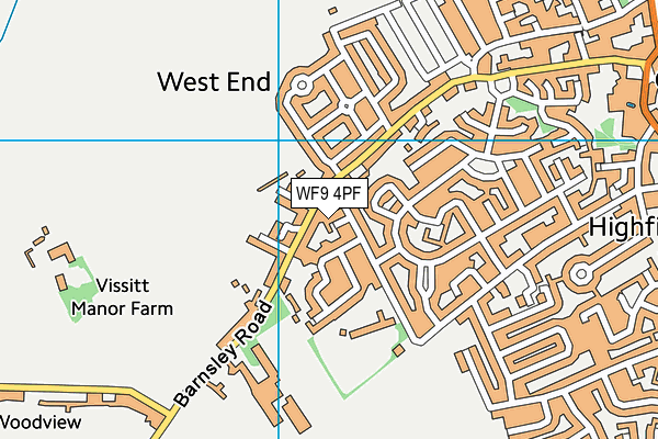 WF9 4PF map - OS VectorMap District (Ordnance Survey)