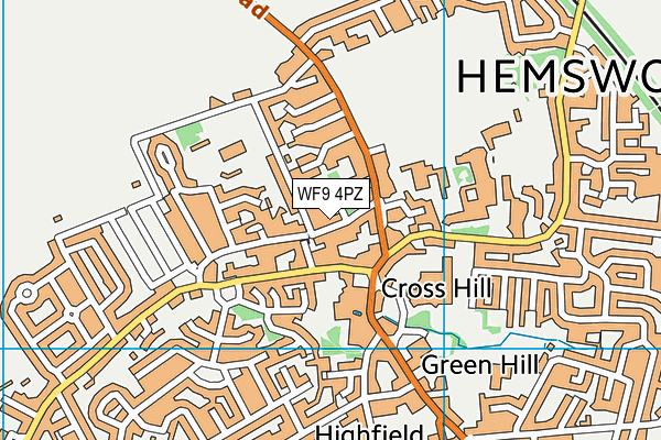 WF9 4PZ map - OS VectorMap District (Ordnance Survey)