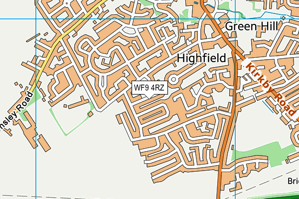 WF9 4RZ map - OS VectorMap District (Ordnance Survey)