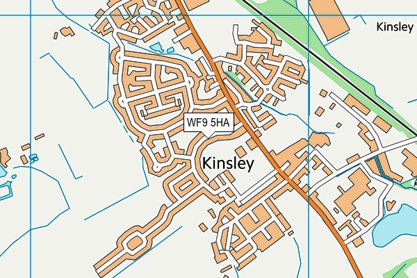 Kinsley Playing Fields map (WF9 5HA) - OS VectorMap District (Ordnance Survey)
