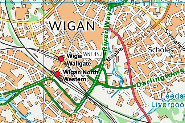 Wigan Life Centre map (WN1 1NJ) - OS VectorMap District (Ordnance Survey)