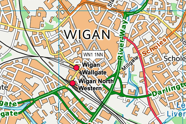 Wigan International Swimming Pool (Closed) map (WN1 1NN) - OS VectorMap District (Ordnance Survey)