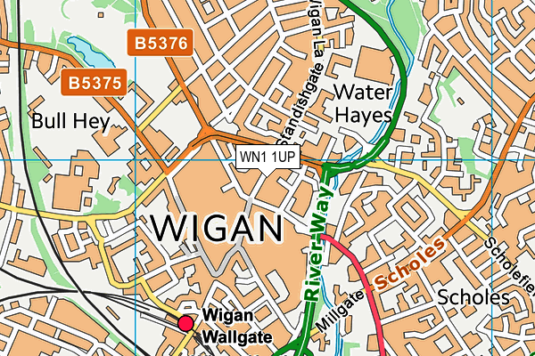 Jetts Wigan map (WN1 1UP) - OS VectorMap District (Ordnance Survey)