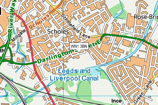 Clarington Grove Playing Fields map (WN1 3BN) - OS VectorMap District (Ordnance Survey)
