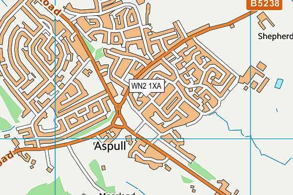 WN2 1XA map - OS VectorMap District (Ordnance Survey)