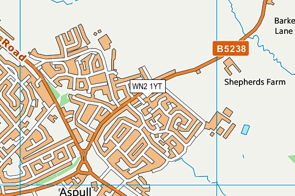 WN2 1YT map - OS VectorMap District (Ordnance Survey)