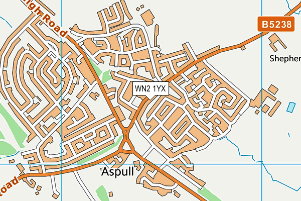 WN2 1YX map - OS VectorMap District (Ordnance Survey)