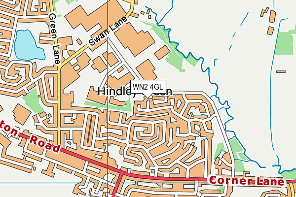 Map of HINDLEY CEMETERY & CHAPEL CIC at district scale