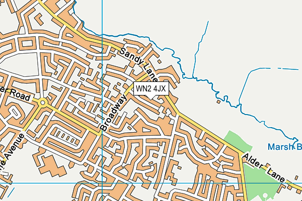WN2 4JX map - OS VectorMap District (Ordnance Survey)