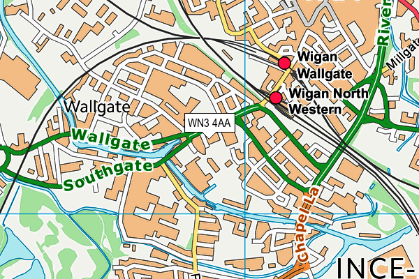 WN3 4AA map - OS VectorMap District (Ordnance Survey)