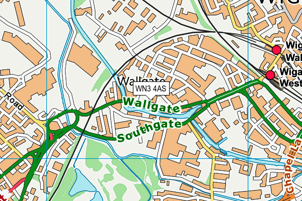 WN3 4AS map - OS VectorMap District (Ordnance Survey)