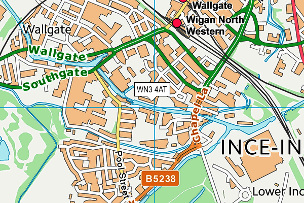 WN3 4AT map - OS VectorMap District (Ordnance Survey)