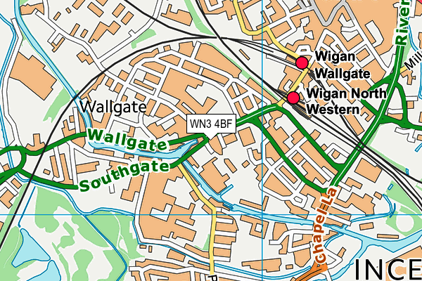 WN3 4BF map - OS VectorMap District (Ordnance Survey)