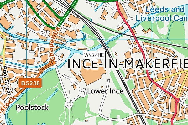 WN3 4HE map - OS VectorMap District (Ordnance Survey)