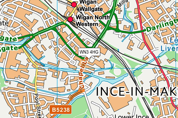 WN3 4HG map - OS VectorMap District (Ordnance Survey)