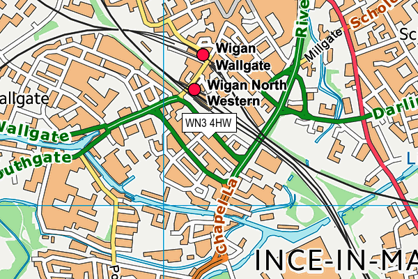 WN3 4HW map - OS VectorMap District (Ordnance Survey)