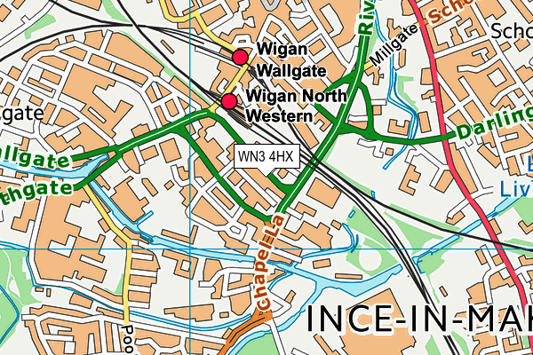 WN3 4HX map - OS VectorMap District (Ordnance Survey)