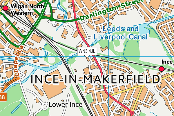 WN3 4JL map - OS VectorMap District (Ordnance Survey)