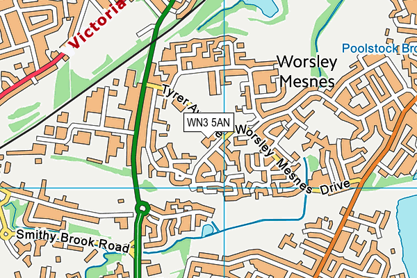 WN3 5AN map - OS VectorMap District (Ordnance Survey)