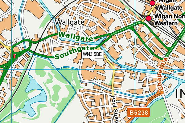WN3 5BE map - OS VectorMap District (Ordnance Survey)