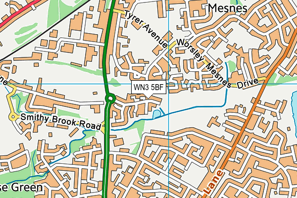 WN3 5BF map - OS VectorMap District (Ordnance Survey)