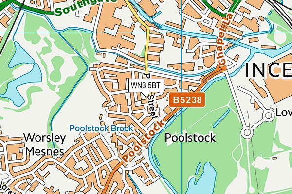 WN3 5BT map - OS VectorMap District (Ordnance Survey)