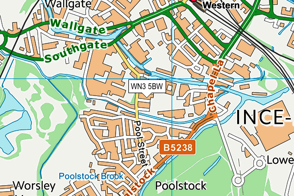 WN3 5BW map - OS VectorMap District (Ordnance Survey)