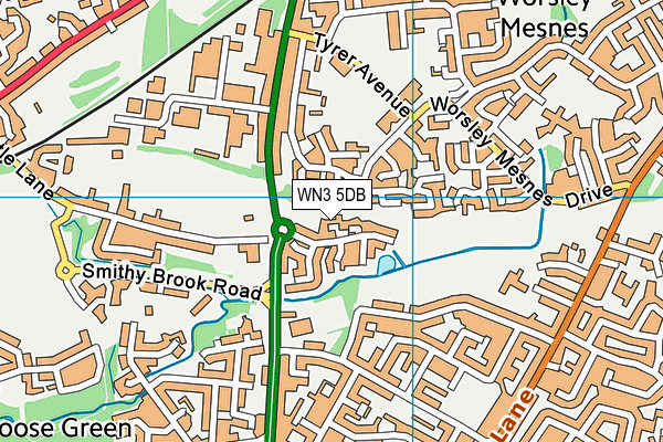 WN3 5DB map - OS VectorMap District (Ordnance Survey)