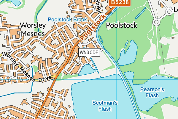 WN3 5DF map - OS VectorMap District (Ordnance Survey)