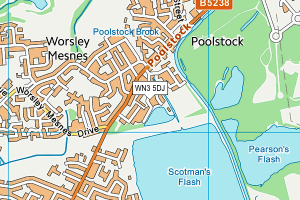 WN3 5DJ map - OS VectorMap District (Ordnance Survey)