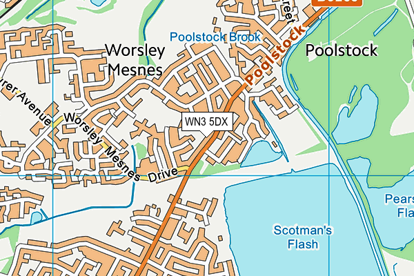 WN3 5DX map - OS VectorMap District (Ordnance Survey)