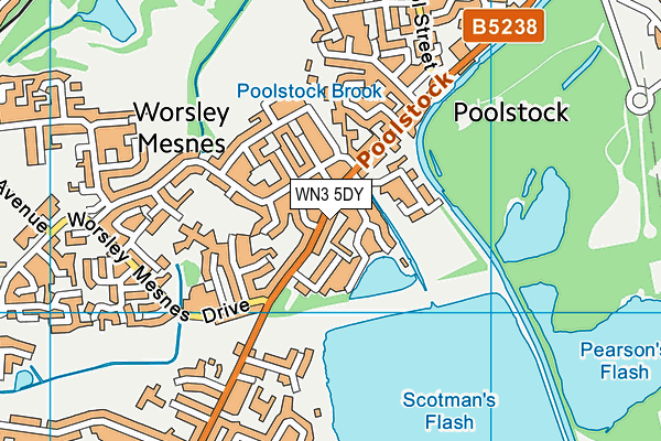 WN3 5DY map - OS VectorMap District (Ordnance Survey)