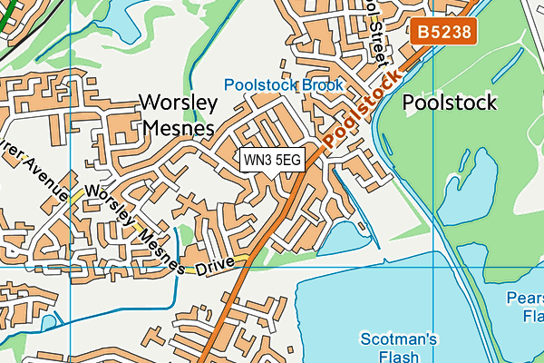 WN3 5EG map - OS VectorMap District (Ordnance Survey)