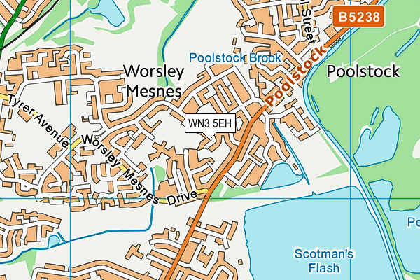 WN3 5EH map - OS VectorMap District (Ordnance Survey)