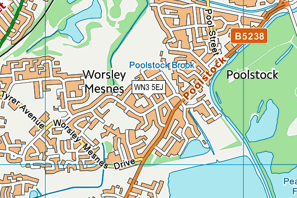 WN3 5EJ map - OS VectorMap District (Ordnance Survey)