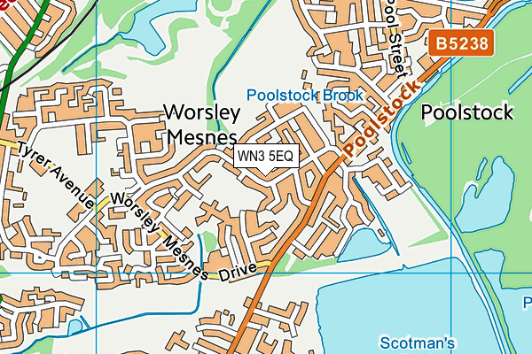 WN3 5EQ map - OS VectorMap District (Ordnance Survey)