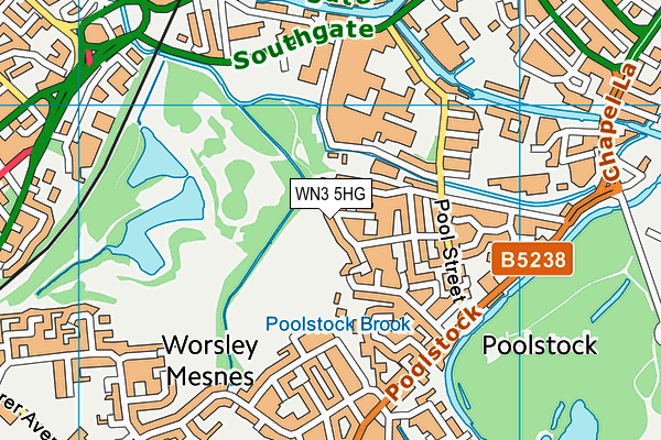 WN3 5HG map - OS VectorMap District (Ordnance Survey)
