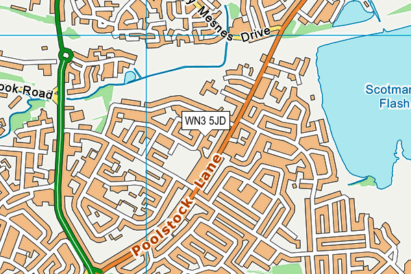 WN3 5JD map - OS VectorMap District (Ordnance Survey)